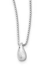 Sterling Silver Teardrop with Diamond Necklace 18"+2" Extender