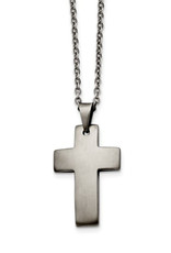 Men's Brushed Stainless Steel Cross Necklace 20"