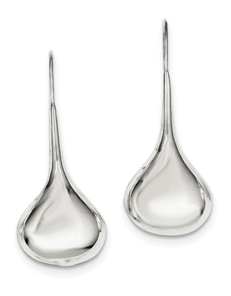 Sterling Silver Puffed Teardrop Earrings 43mm