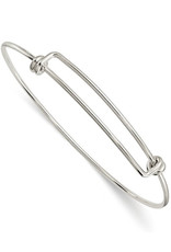 Sterling Silver Adjustable Wire Bangle Charm Bracelet
