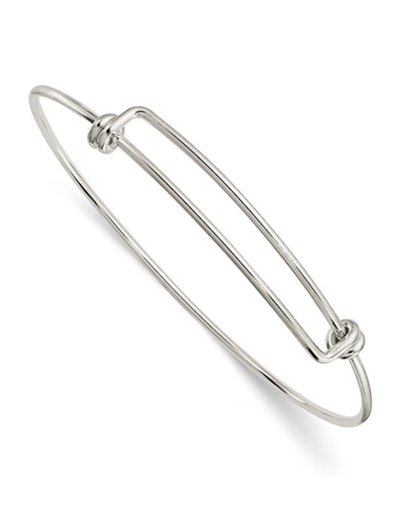 Sterling Silver Adjustable Wire Bangle Charm Bracelet