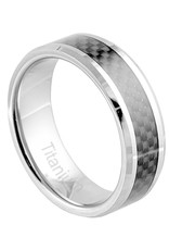 Men's Titanium Carbon Fiber Inlay Band Ring