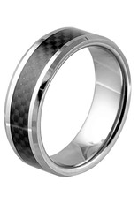 Men's Tungsten Carbon Fiber Inlay Band Ring