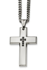 Men's Stainless Steel Black Diamond Cross Necklace
