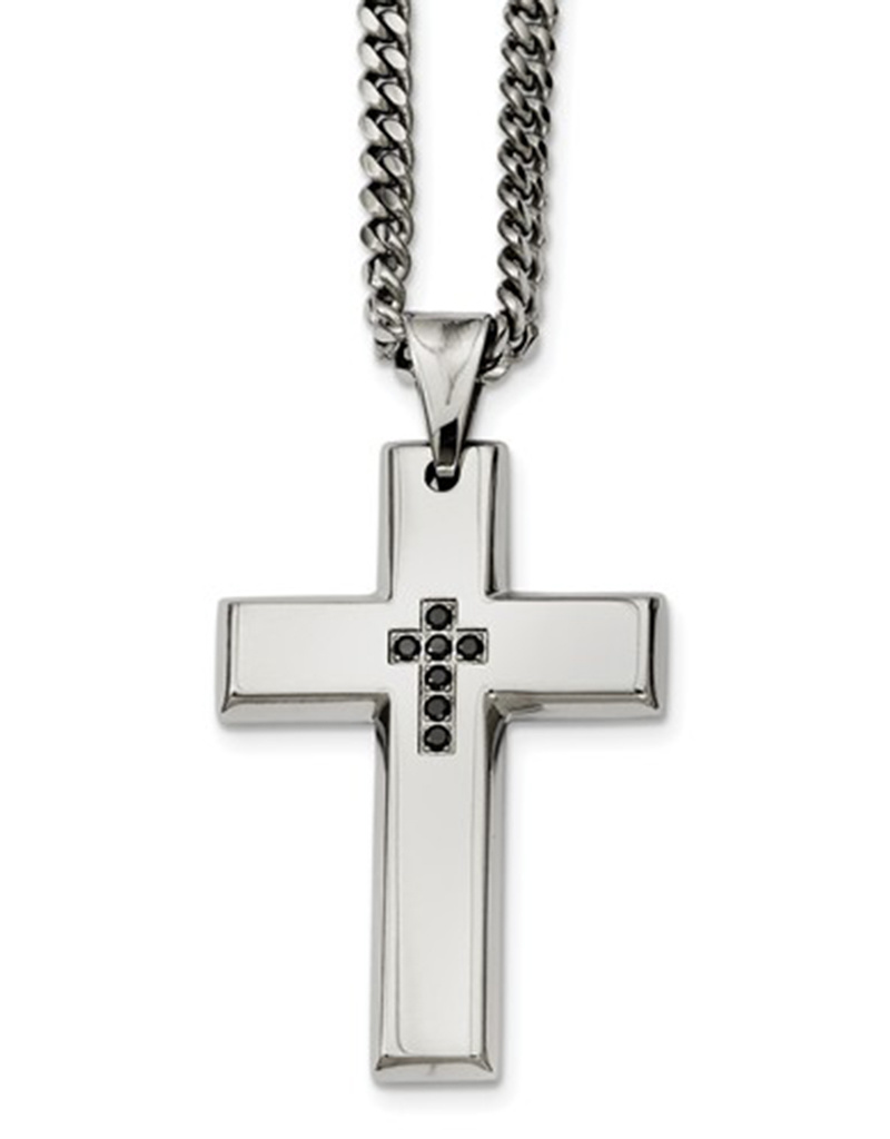 Men's Stainless Steel Black Diamond 