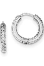 Sterling Silver Round Diamond Cut Huggie Earrings 15mm