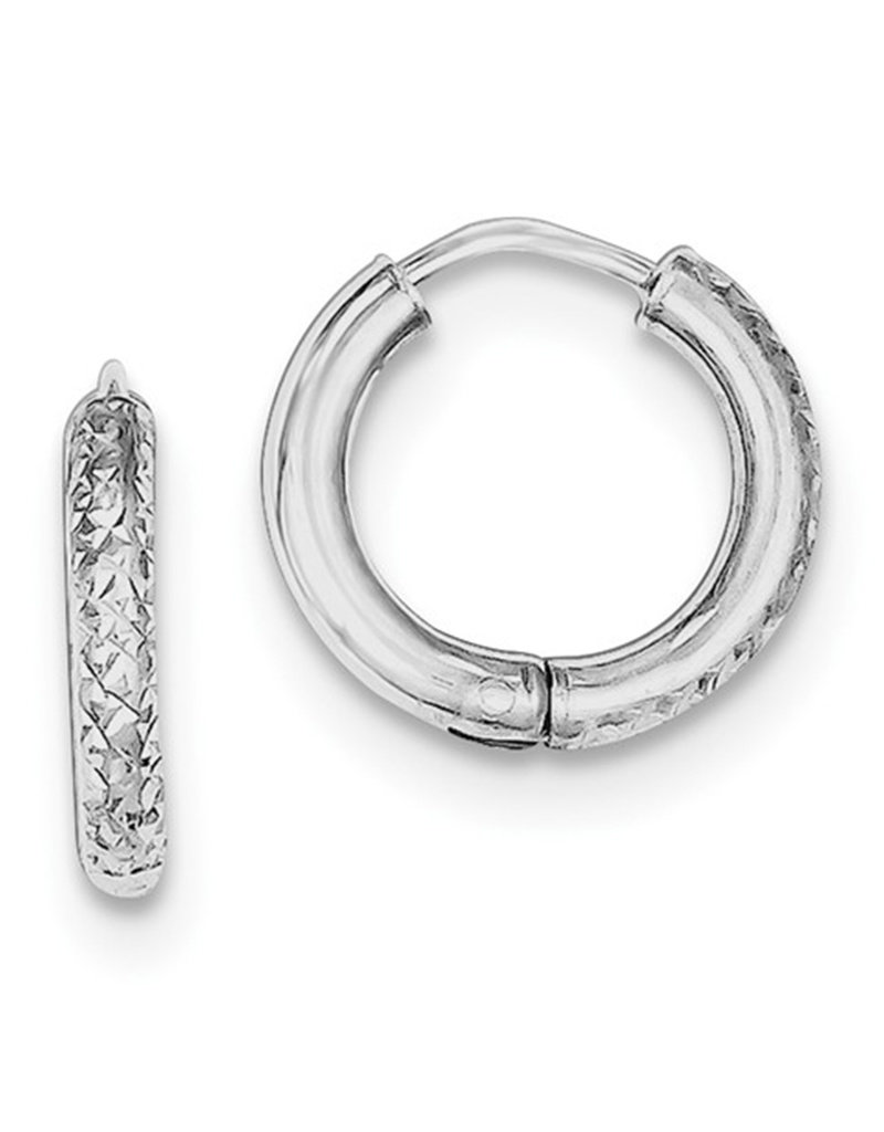 Sterling Silver Round Diamond Cut Huggie Earrings 15mm