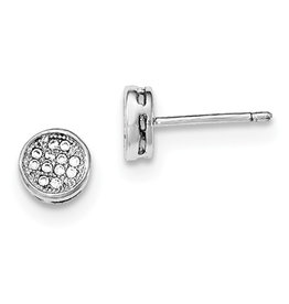 Round Pave CZ Stud Earrings 7mm