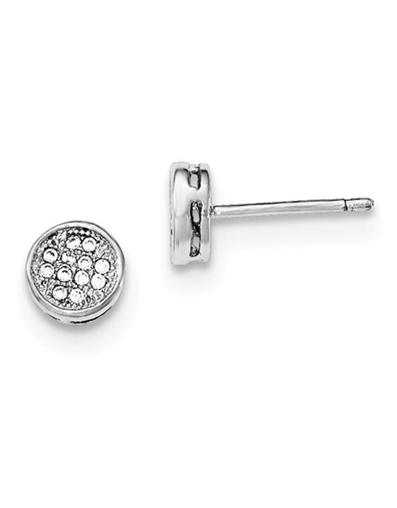 Round Pave CZ Stud Earrings 7mm