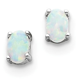 Oval Opal Stud Earrings 6mm