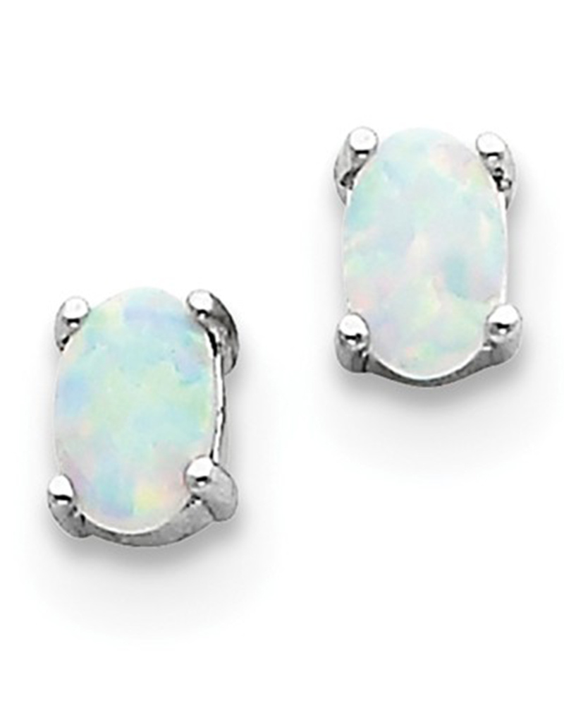 Oval Opal Stud Earrings 6mm