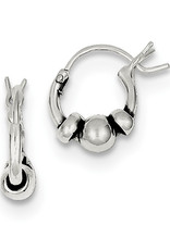 Sterling Silver 3-Bead Hoop Earrings 11mm