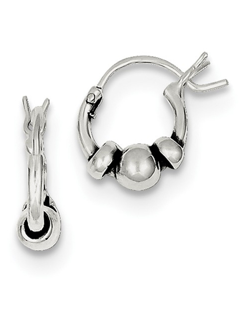3-Bead Hoop Earrings 11mm