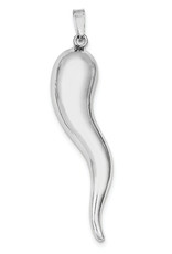 Sterling Silver Italian Horn Pendant Rhodium 54mm