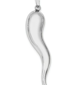 Italian Horn Pendant Rhodium 54mm