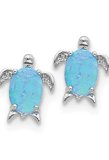 Sterling Silver Turtle Synthetic Opal Stud Earrings 12mm