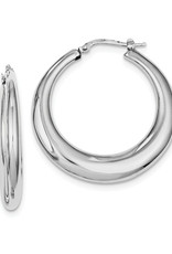 Sterling Silver Puffed Hoop Earrings 38mm