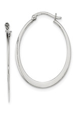 Sterling Silver Flattened Oval Hoop Earrings 42mm