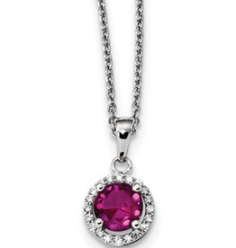 Round Red CZ Necklace 18"