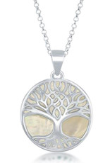 Sterling Silver Tree of Life Mother of Pearl Necklace 18"