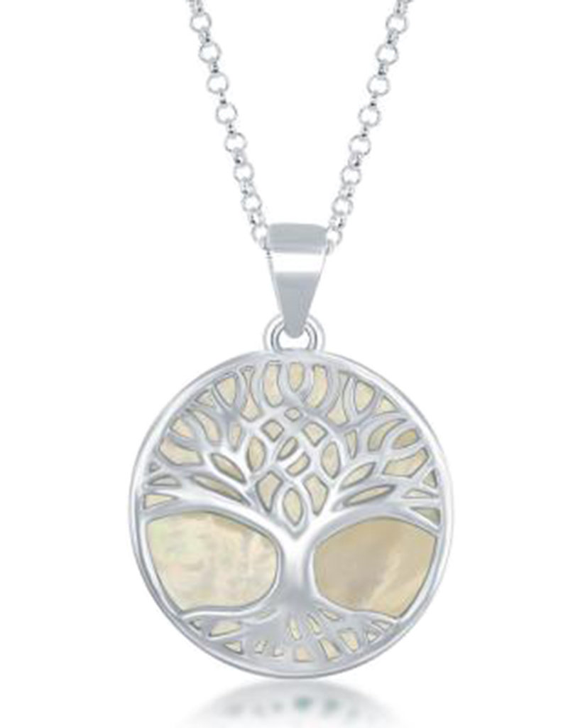 Sterling Silver Tree of Life Mother of Pearl Necklace 18"