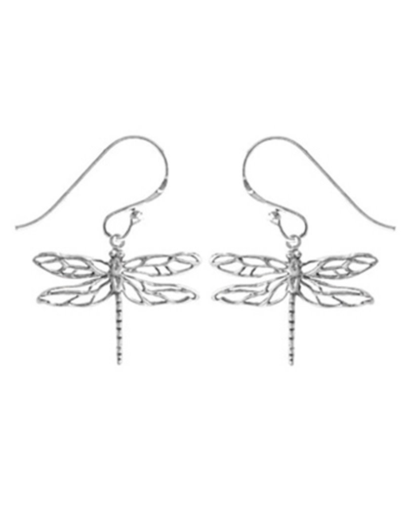 Sterling Silver Dragonfly Earrings 14mm