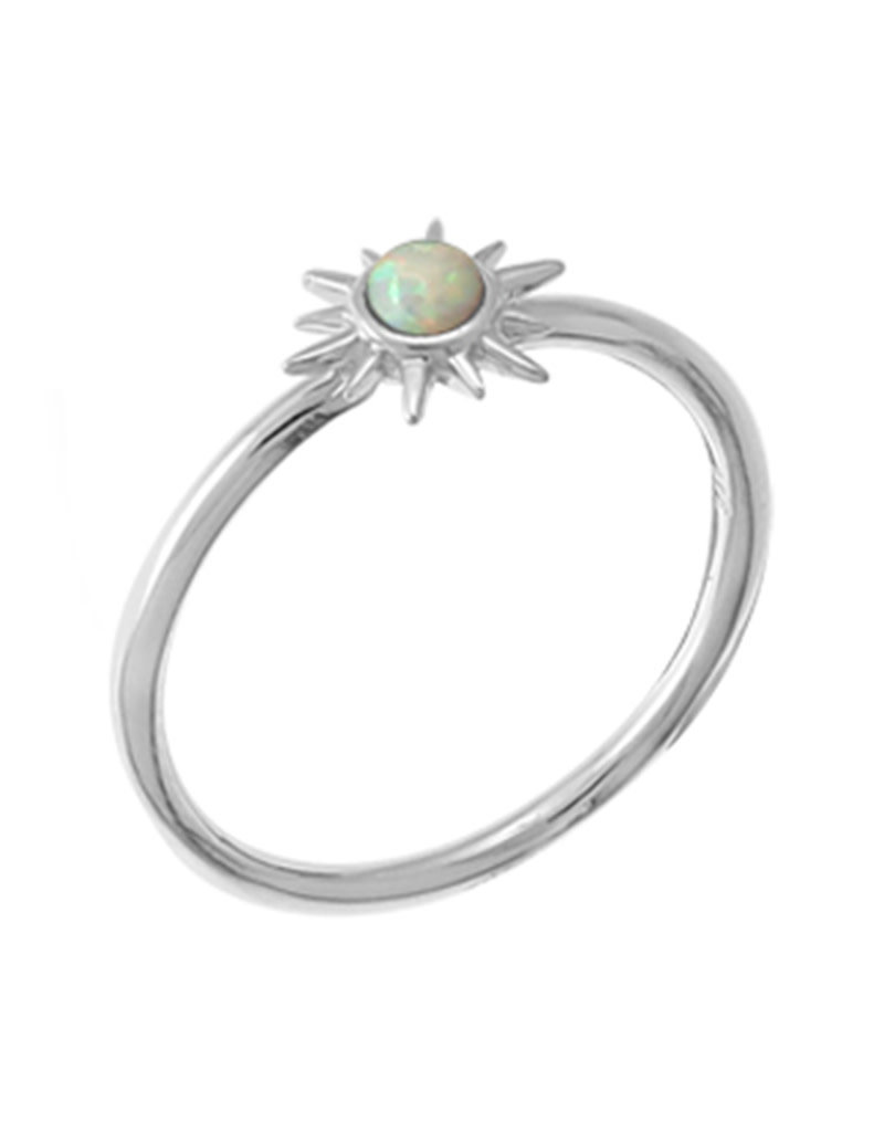 Sterling Silver Sunburst Synthetic Opal Ring