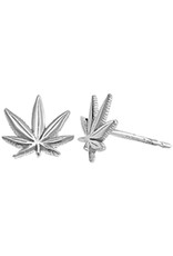 Sterling Silver Marijuana Leaf Stud Earrings 8mm