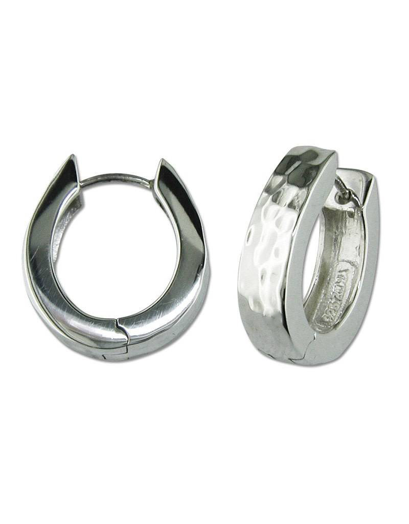 ZINA Zina Sterling Silver U-shaped Hammered Hinged Hoop Earrings 20mm