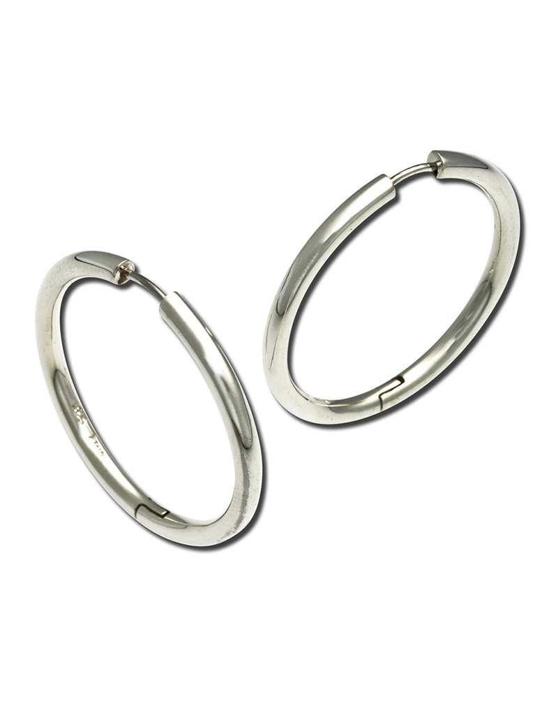 ZINA Zina Sterling Silver Round Hinged Hoop Earrings 35mm