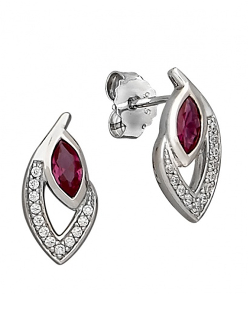 Red Marquise CZ Post Earrings