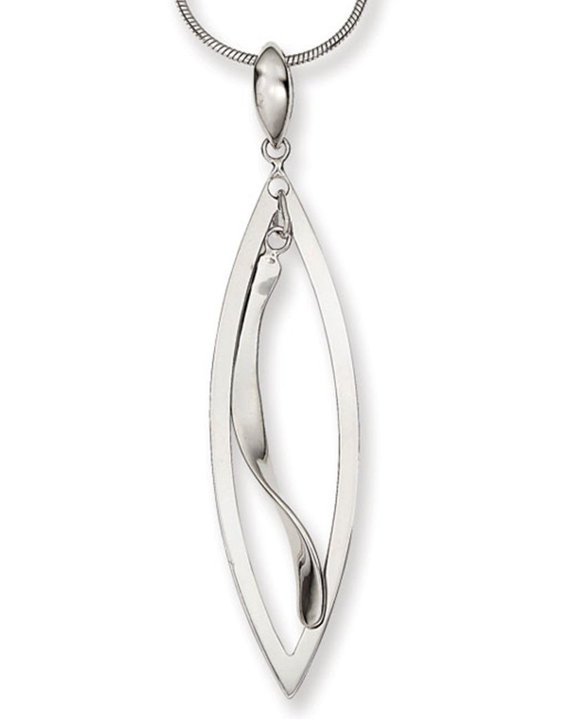 Sterling Silver Marquise Shape Twist Dangle Necklace 18"