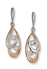 Sterling Silver and Rose Gold Vermeil Teardrop CZ Earrings