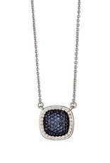 Concave Sterling Silver Blue Spinel CZ Necklace