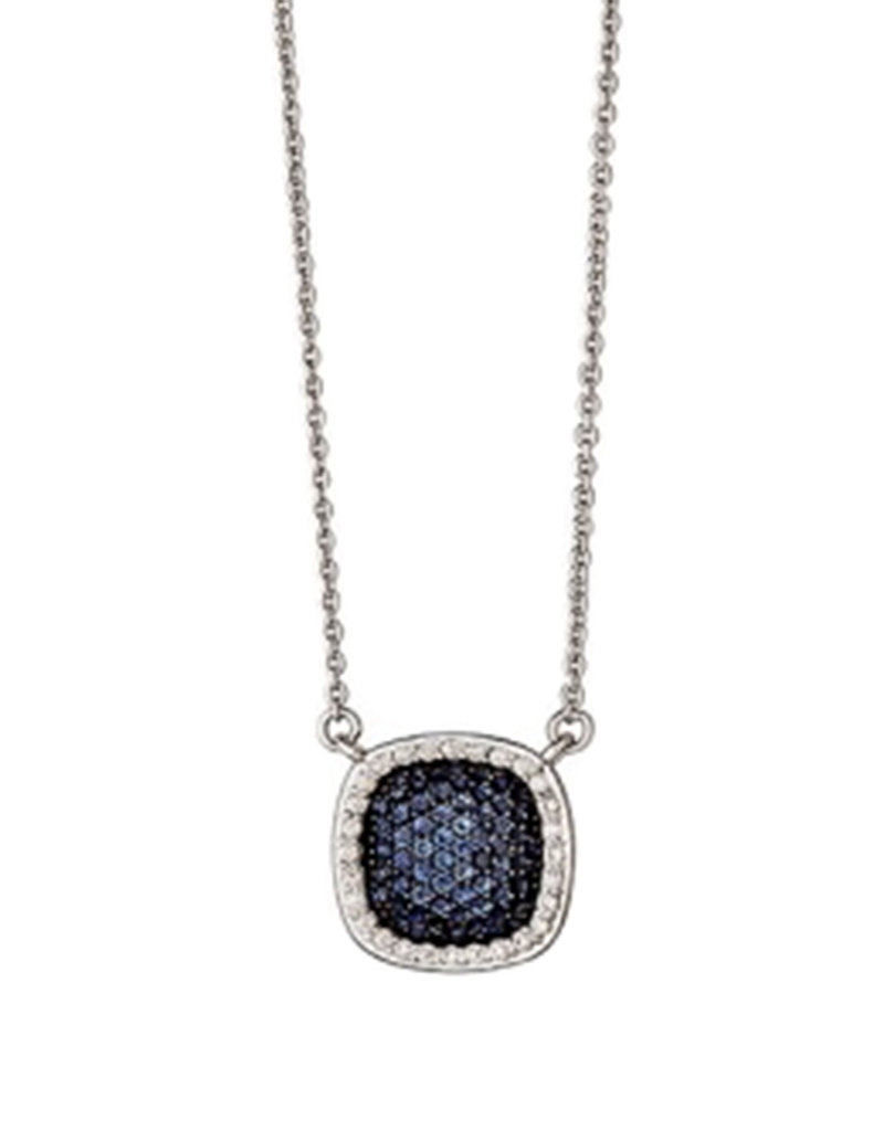 Concave Sterling Silver Blue Spinel CZ Necklace