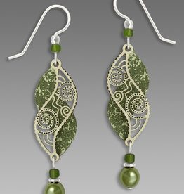 Olive Green Double Helix Earrings