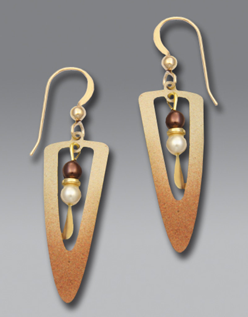 Shaded Bronze Open Long Dagger Earrings with Accent Beads