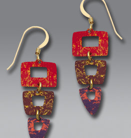 Three-Part Earrings in Rich Reds & Violet