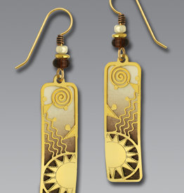 Brown & Ivory Column Earrings w/ Gold Overlay