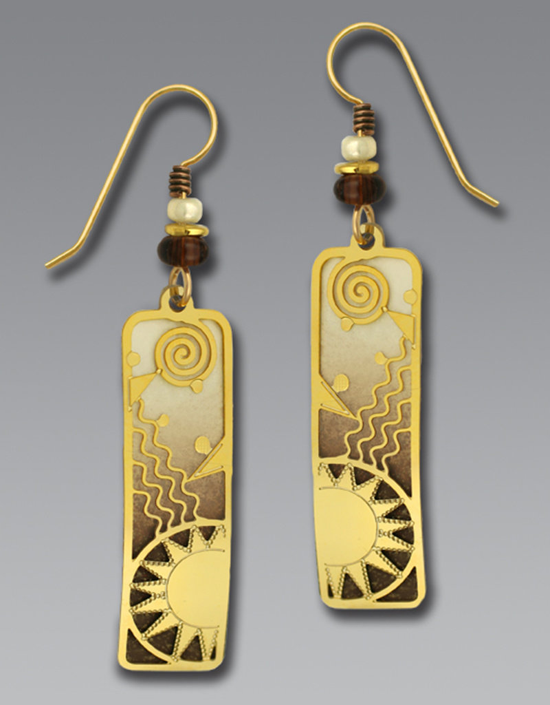 Brown & Ivory Column Earrings with Gold Plated Overlay