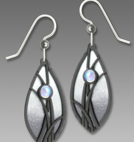 Gray and White Almond Shape Earrings