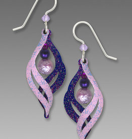 Purple and Lilac Glittering Split "S" Curve Earrings