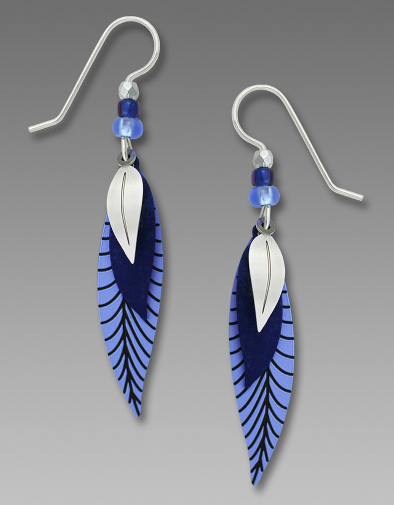 Three-Part Blue Leaves Earrings