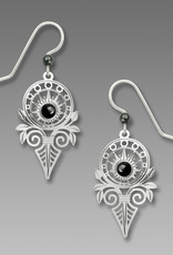 Art Deco Sunburst with Hematitie Cabochon Earrings