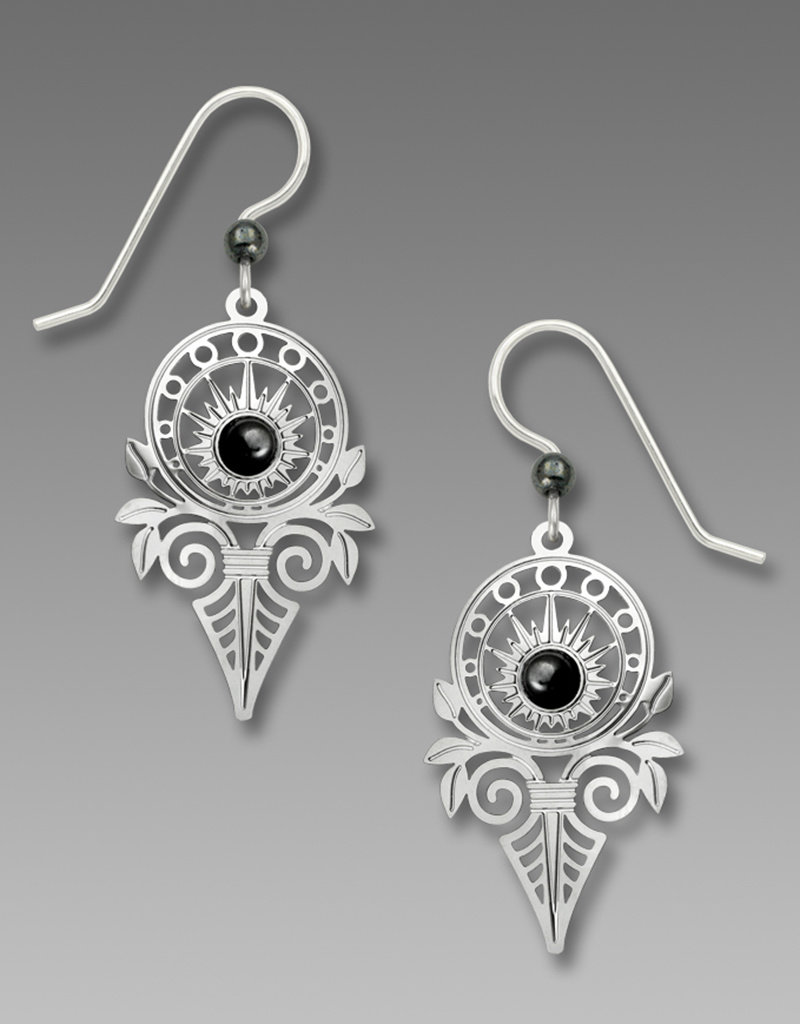 Art Deco Sunburst with Hematitie Cabochon Earrings