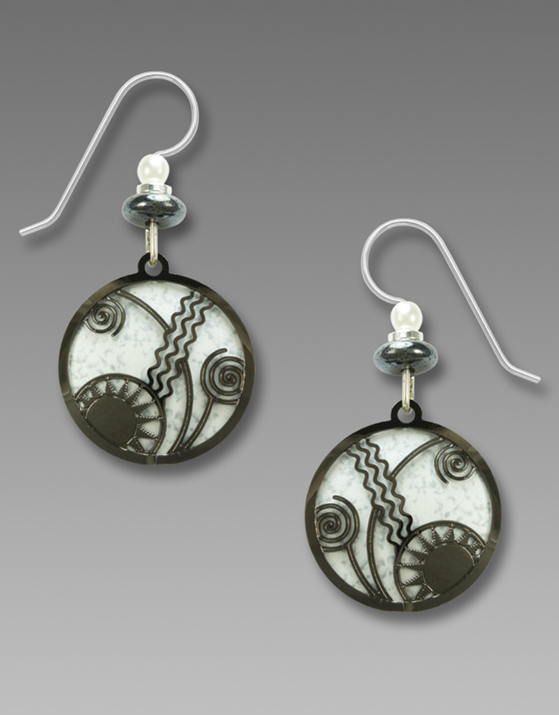 Nickel Disk Earrings in White with Sun Overlay