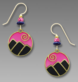 Pink and Blue Disk with Mountain Earrings