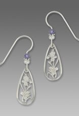 Silver Iris in Teardrop Frame Earrings