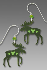 Green Moose Earrings with Hearts