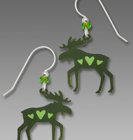 Green Moose Earrings with Hearts